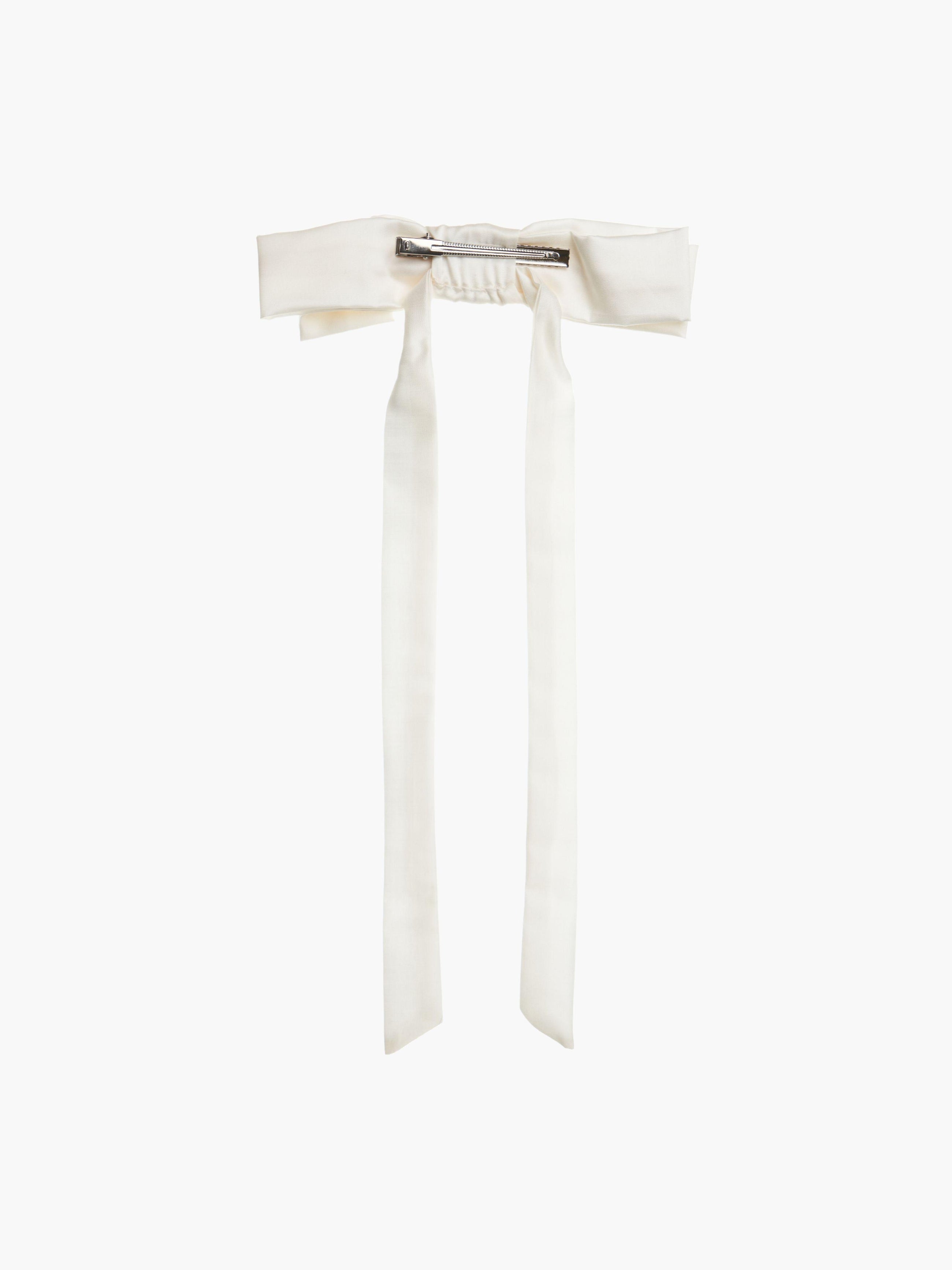 Janelle bow hair clip in ivory bamboo silk