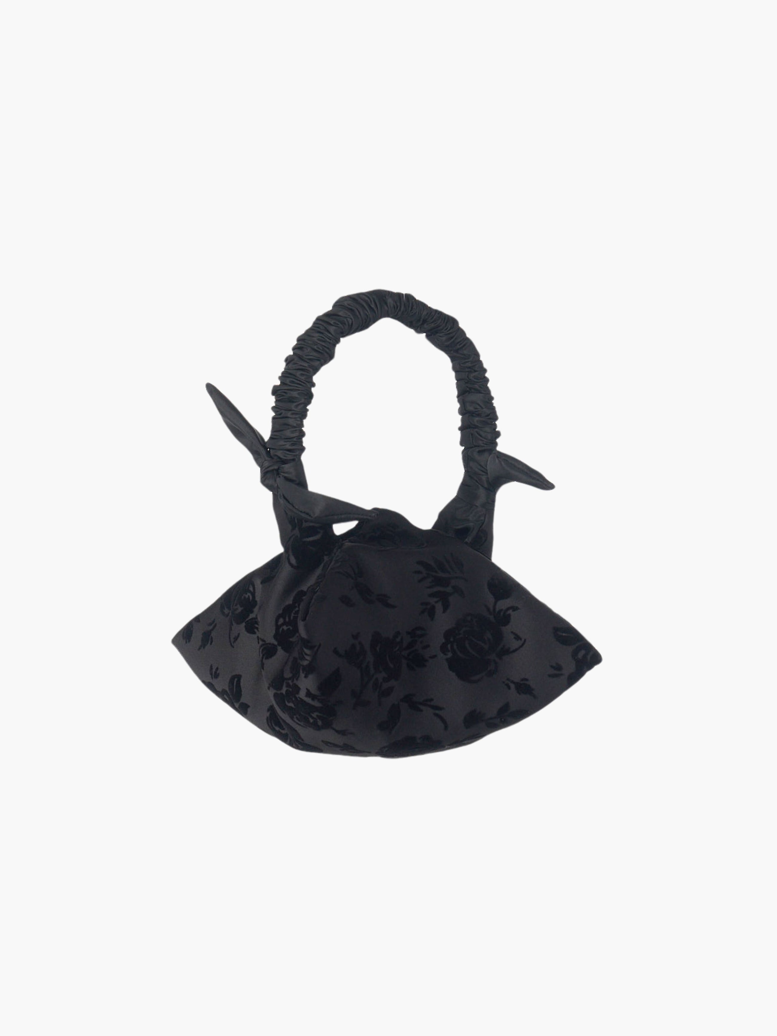 Mini Aurora handbag in black rose velvet flock