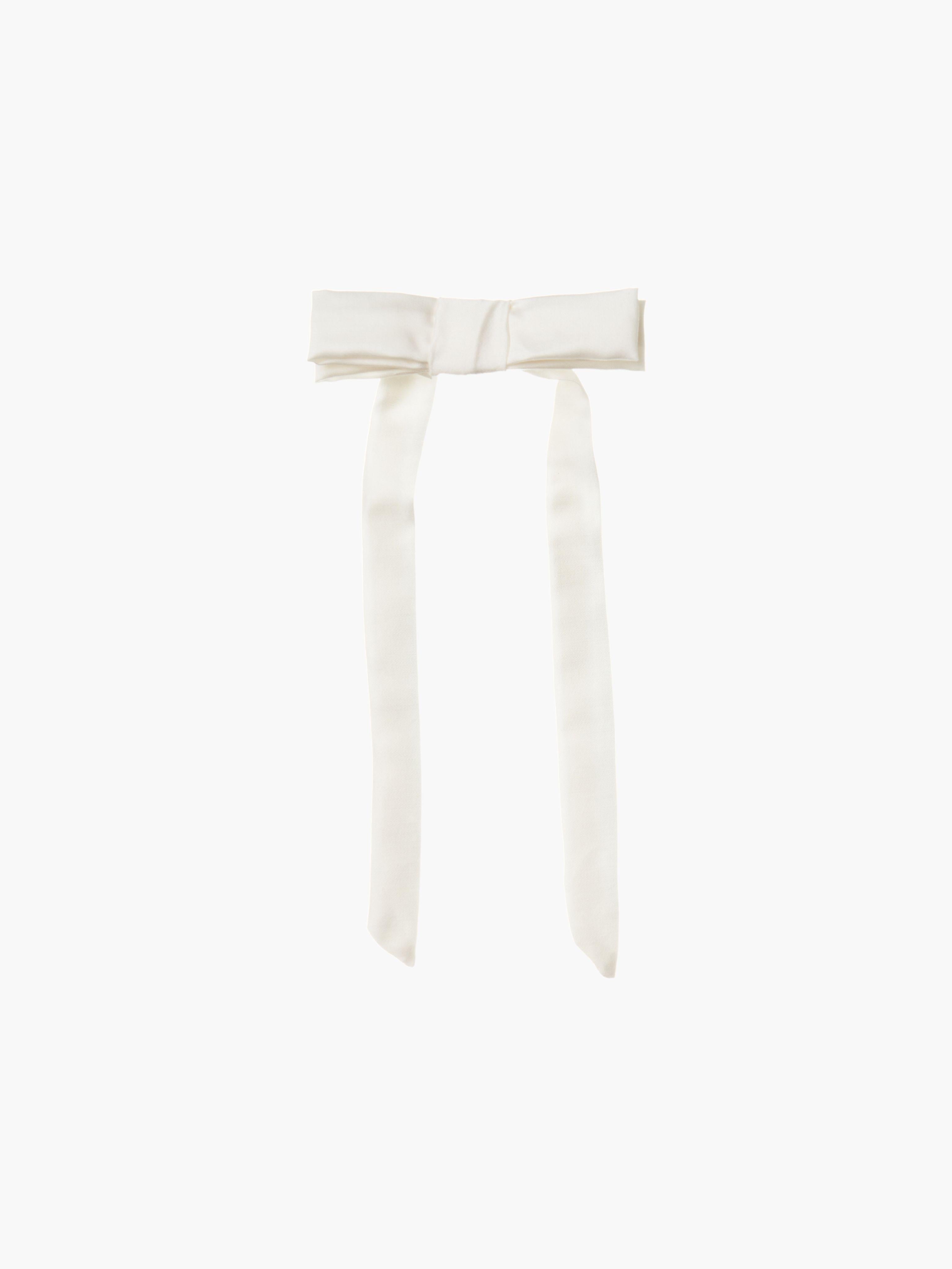 single ivory bamboo silk satin hair bow clip