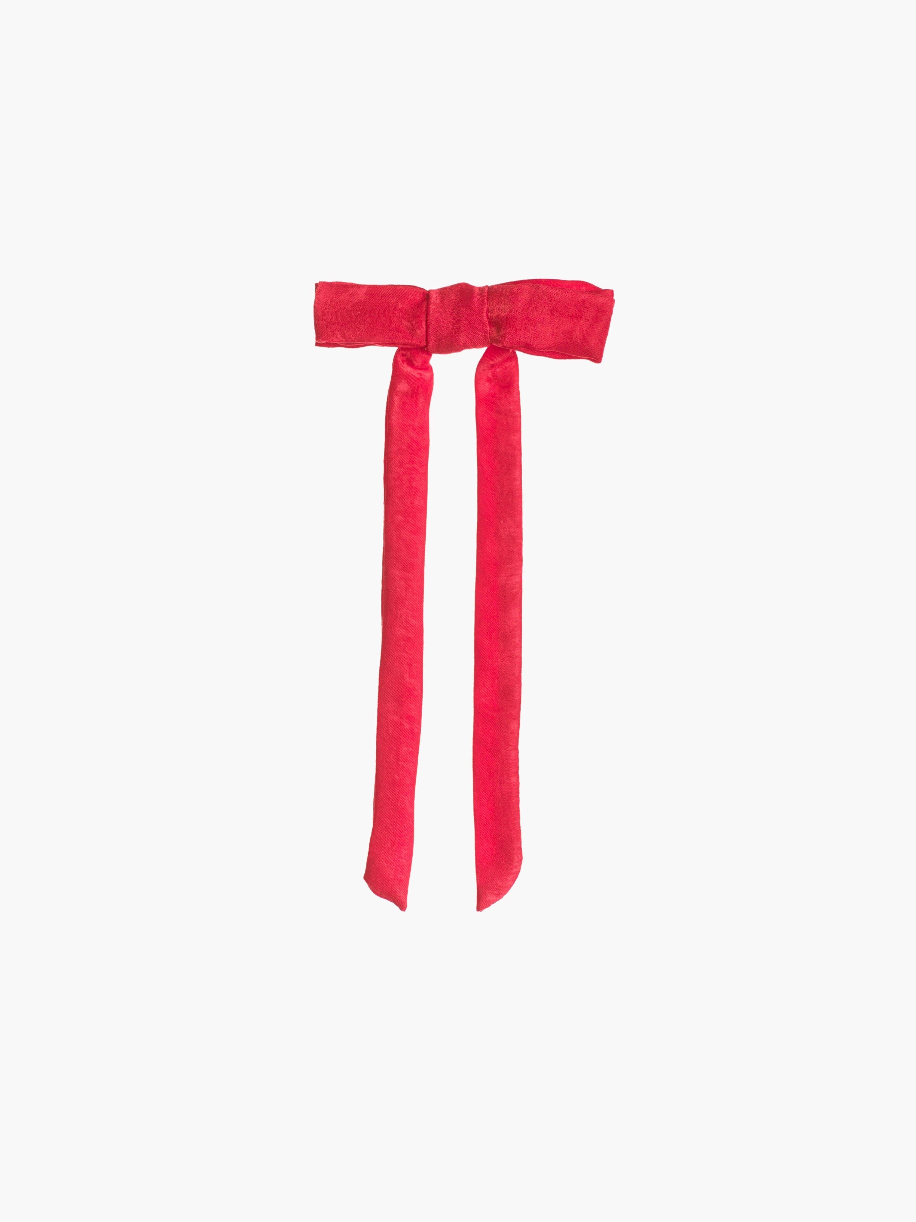 Jeanie bow hair clip in red satin