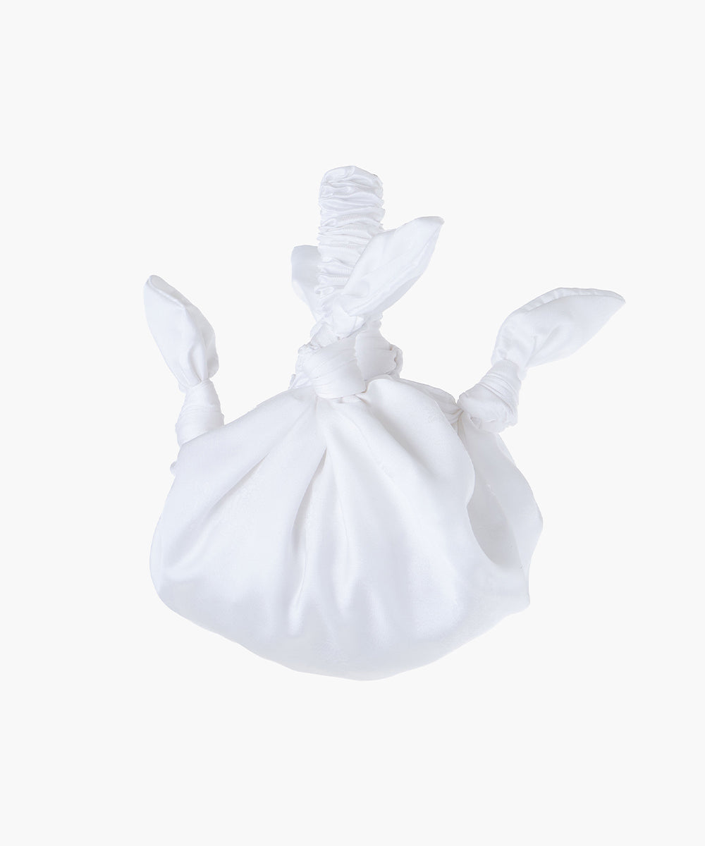Baby furoshiki handbag in deadstock white floral chiffon