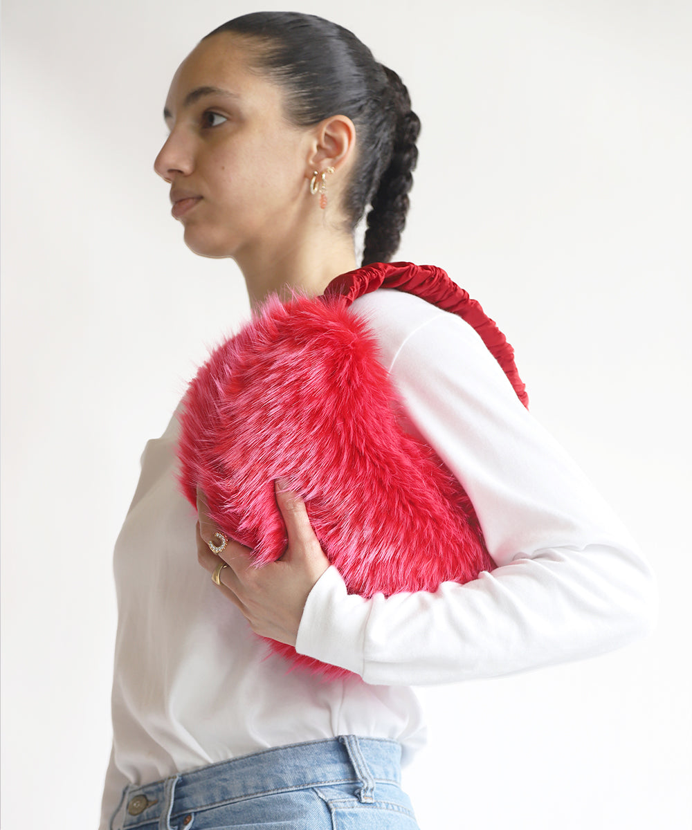 Alice bag in stawberry faux fur