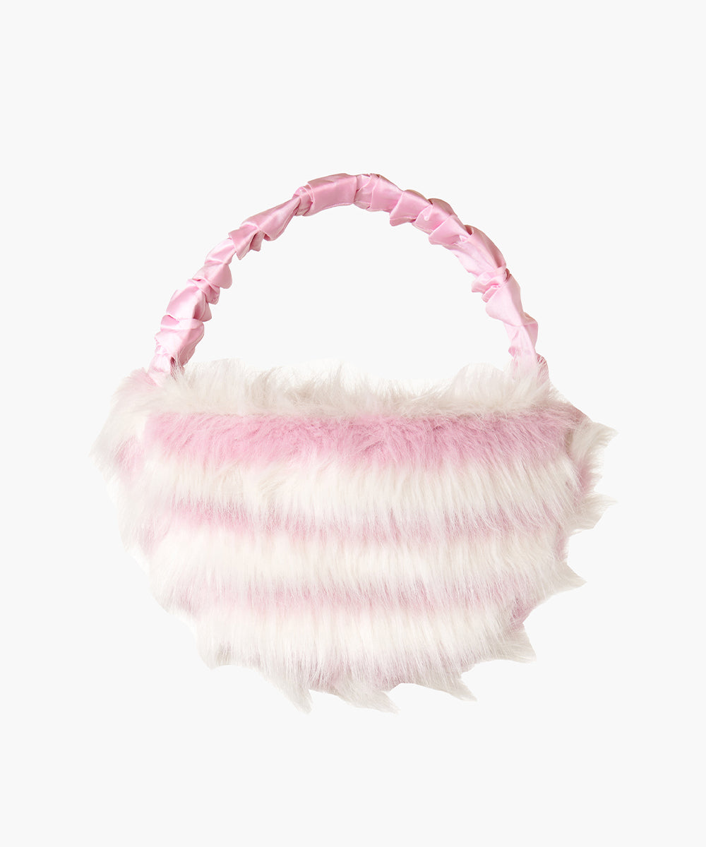 Alice bag in pink and ivory faux fur