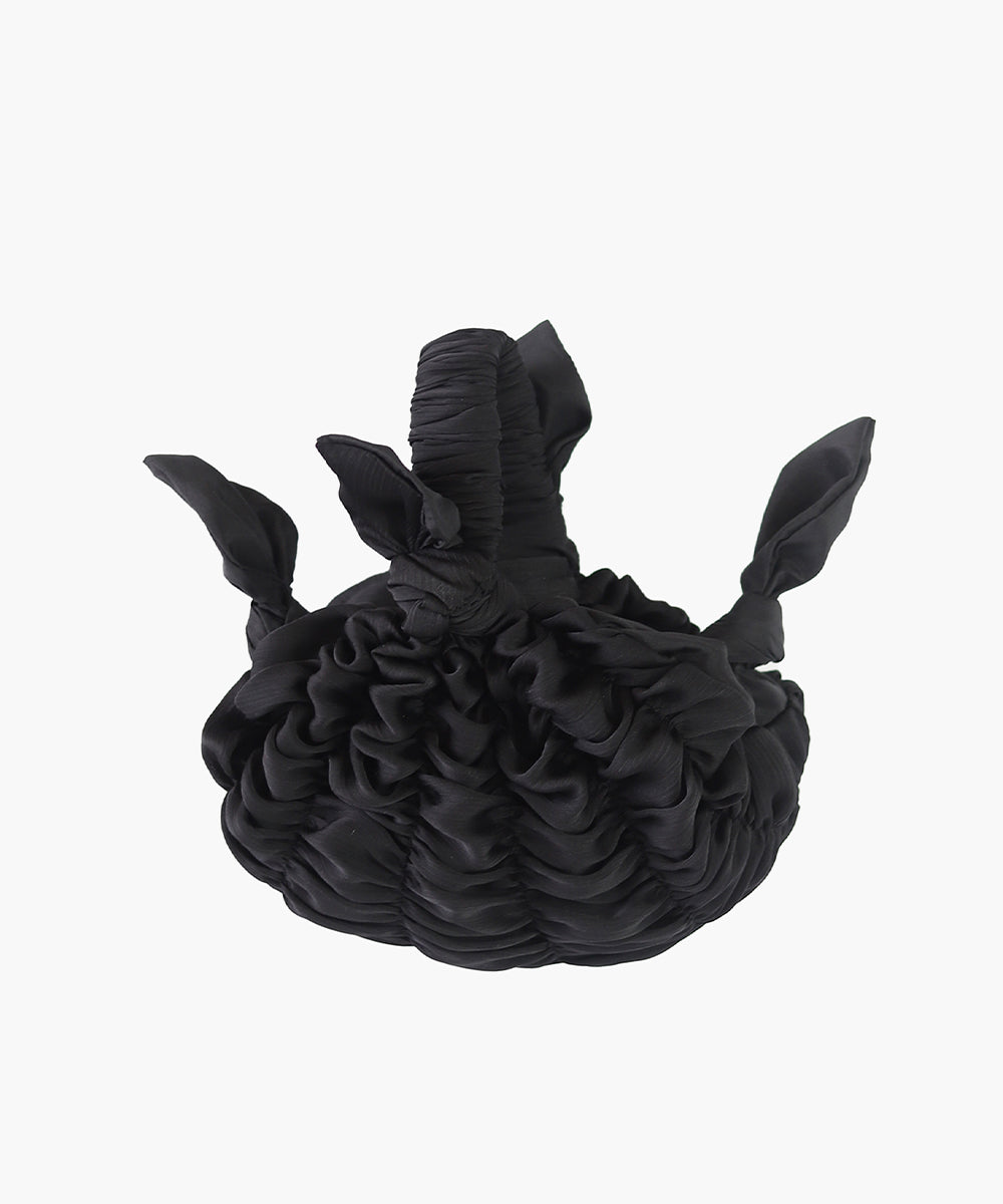 Baby furoshiki bag in black ruched chiffon