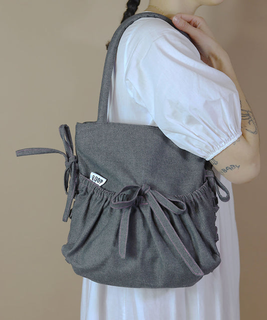 Carrie tote in grey suiting