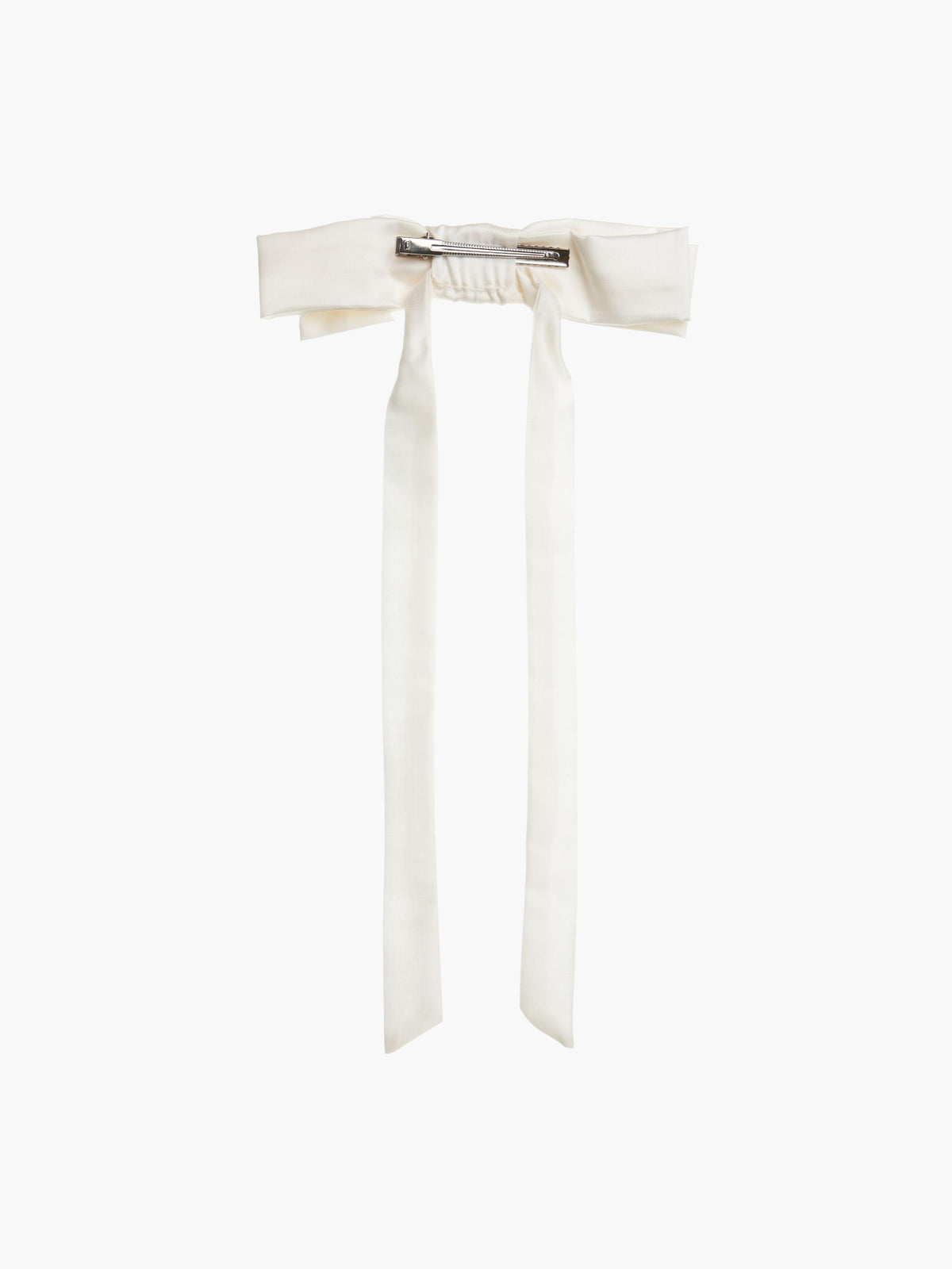 Janelle bow hair clip in ivory bamboo silk