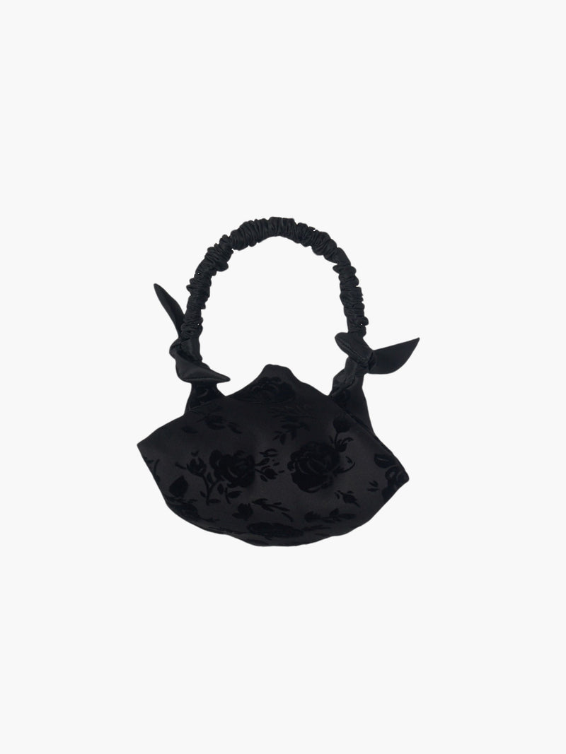 Mini Aurora handbag in black rose velvet flock