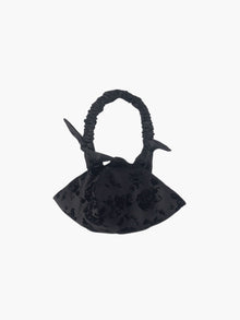 Mini Aurora handbag in black rose velvet flock