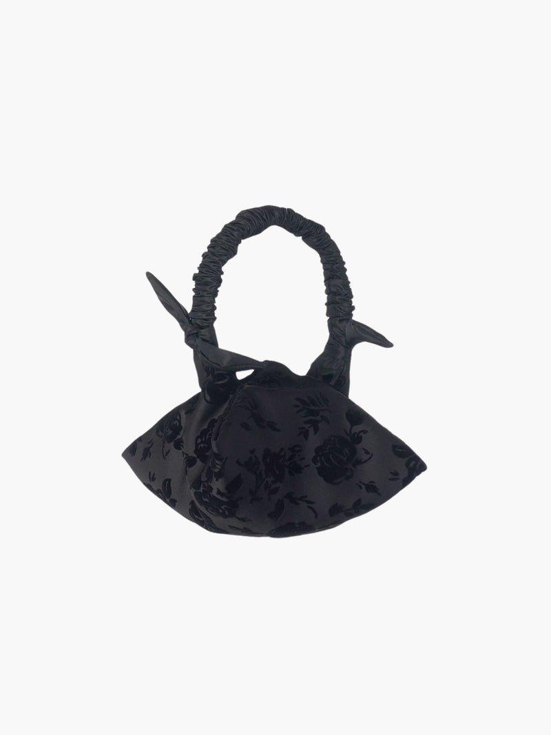 Mini Aurora handbag in black rose velvet flock