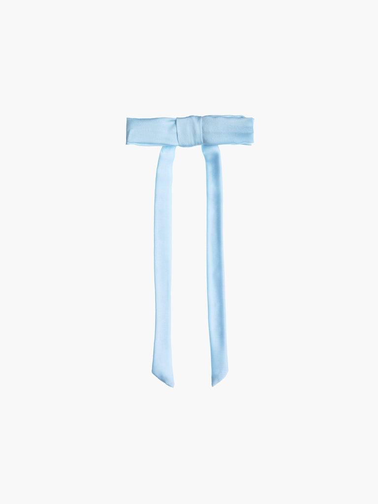 baby blue satin hair bow clip