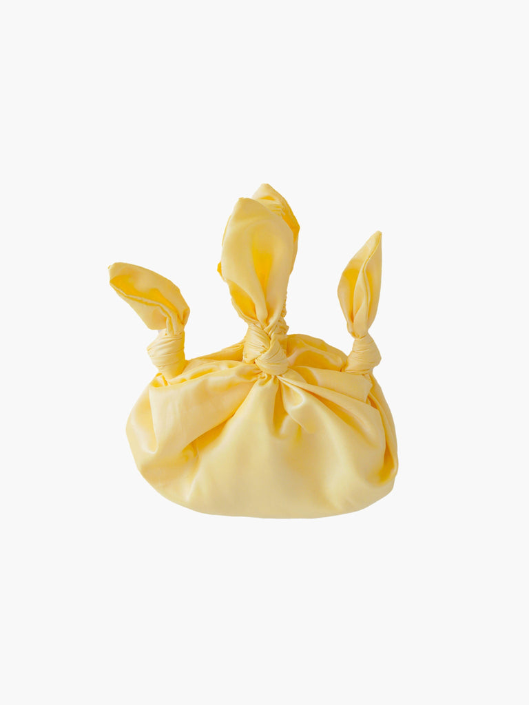 knotted taffeta butter yellow handbag