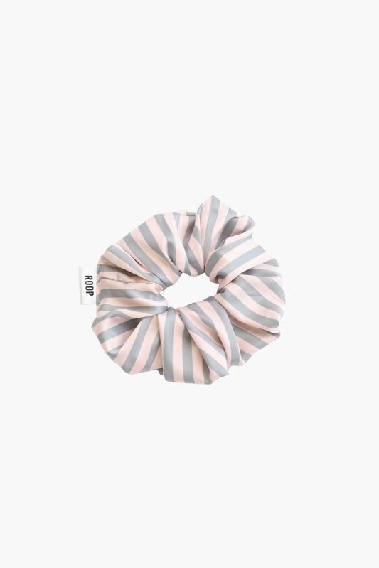 Melissa scrunchie in pink and grey pinstripe