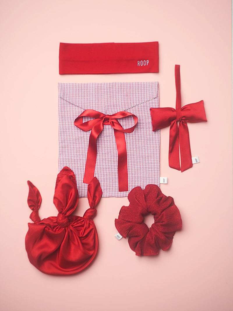 Keepsake pouch in red check