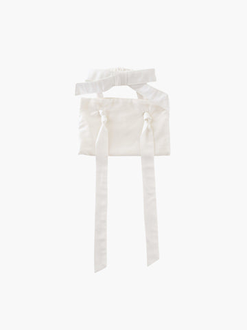 ivory bamboo silk satin wristlet bracelet bridal bag on white background