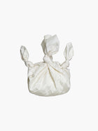 ivory crinkle taffeta bridal handbag product photo on blank background