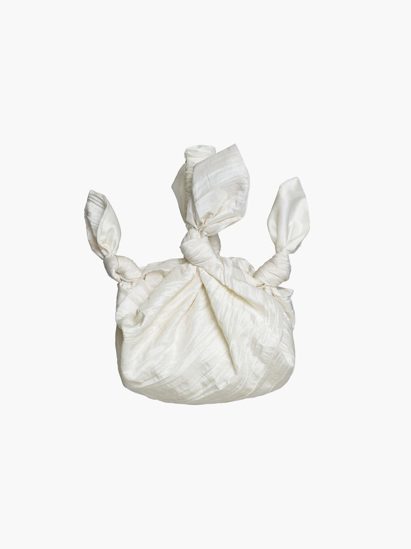ivory crinkle taffeta bridal handbag product photo on blank background