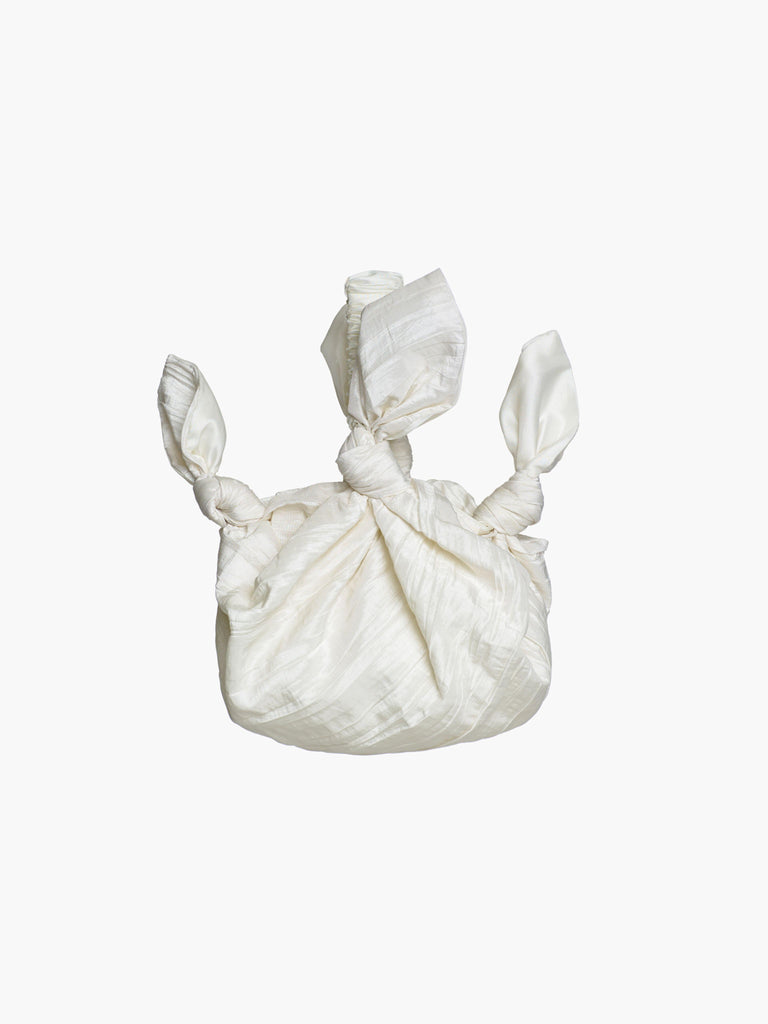 ivory crinkle taffeta bridal handbag product photo on blank background