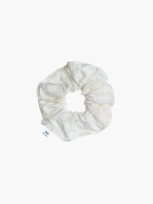 Ivory crinkle taffeta scrunchie on a white background