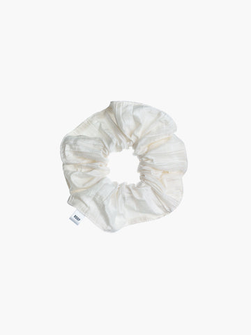 Ivory crinkle taffeta scrunchie on a white background