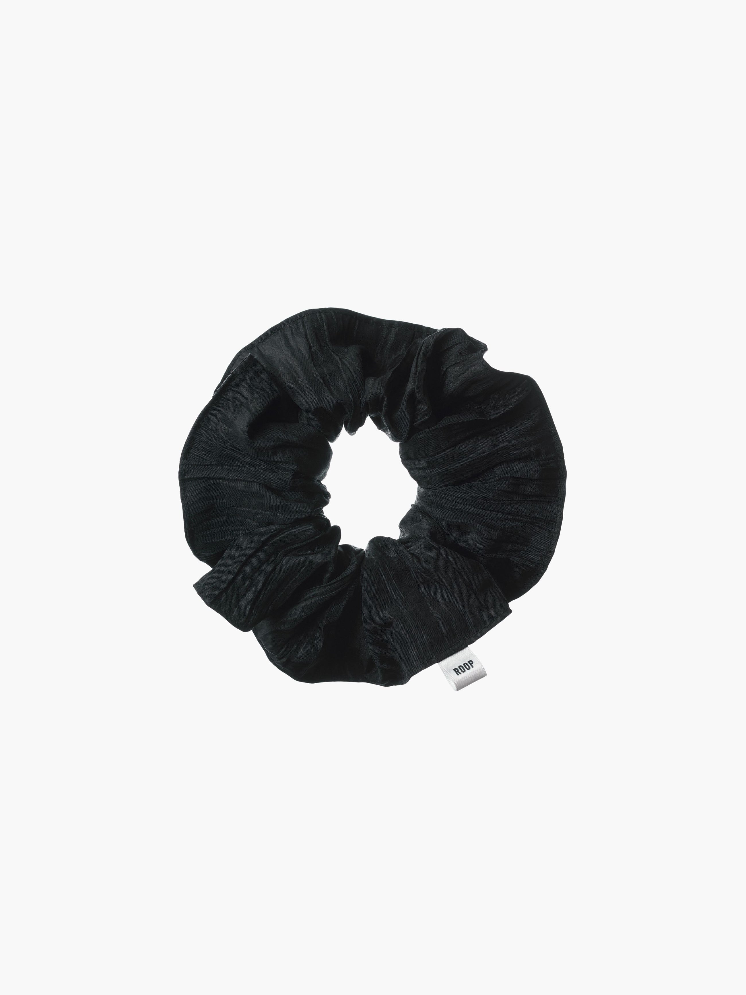 Melissa scrunchie in black crinkle taffeta