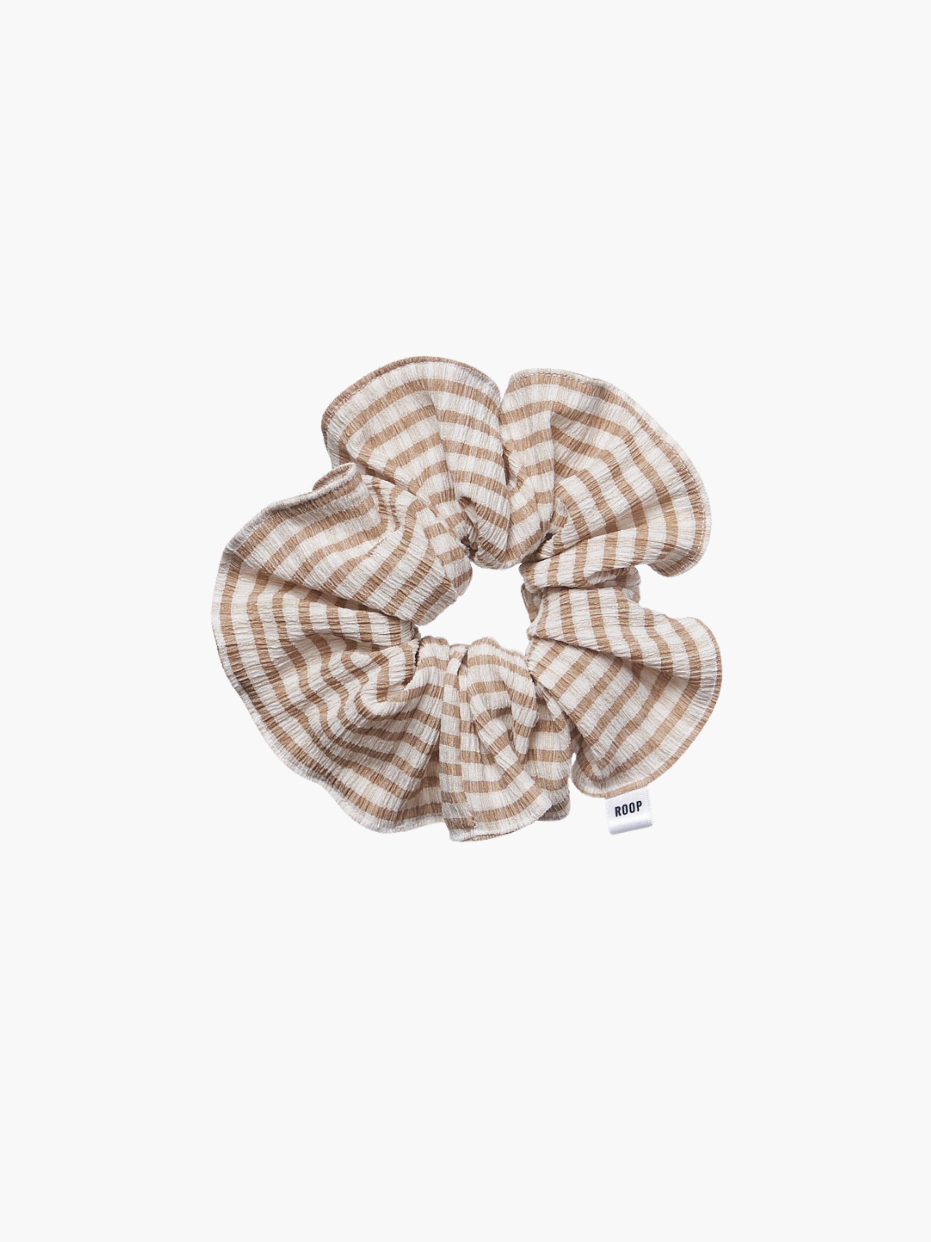 Melissa scrunchie in beige check plisse