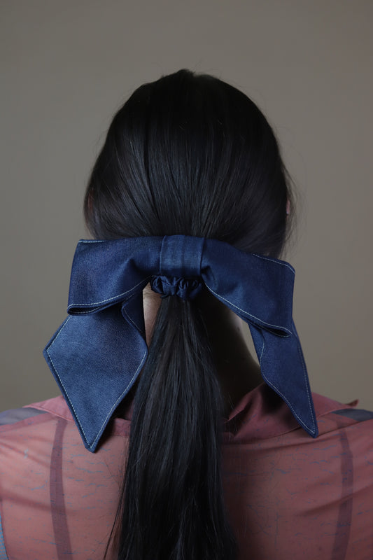 Maddy bow scrunchie in denim