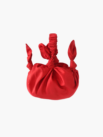 red taffeta knotted handbag