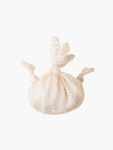shaggy chiffon ivory knotted handbag