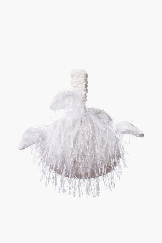 Furoshiki bag in white shaggy chiffon