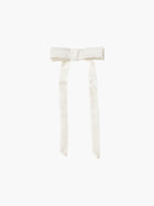 single ivory bamboo silk satin hair bow clip