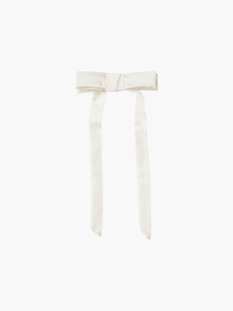 single ivory bamboo silk satin hair bow clip