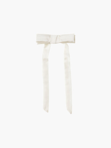 single ivory bamboo silk satin hair bow clip