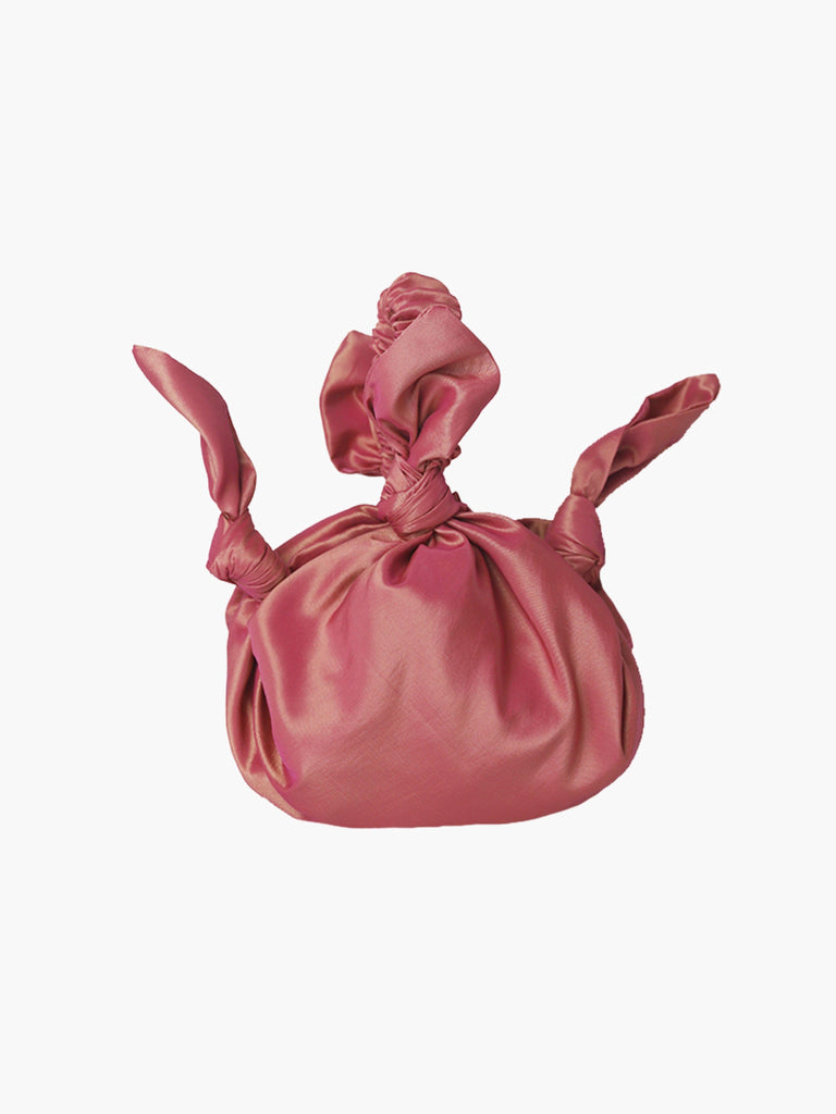 two tone taffeta knotted handbag