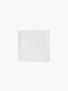 A blank white cotton folded square handkerchief.