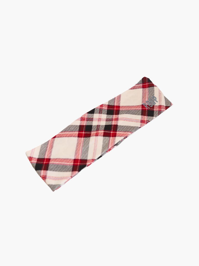 Plaid patterned stretch headband on a white background