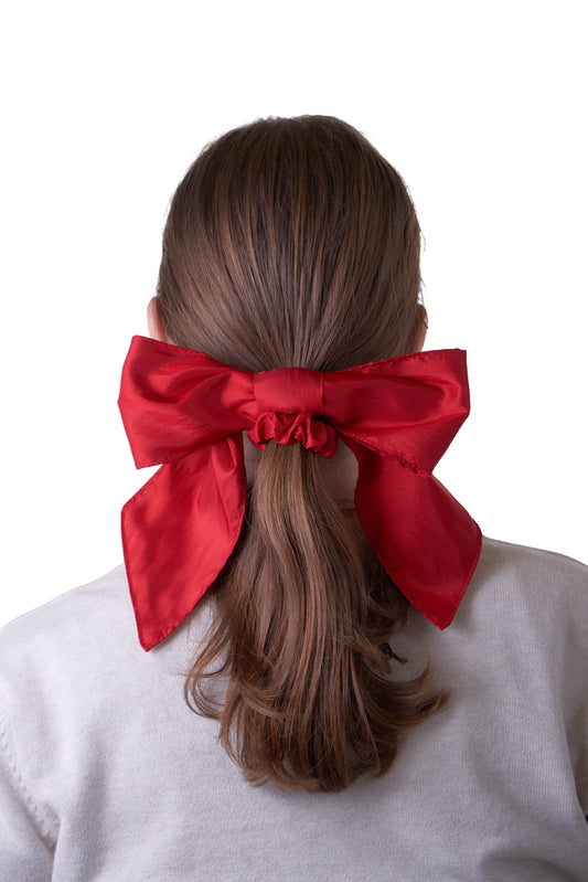 Maddy bow scrunchie in red taffeta