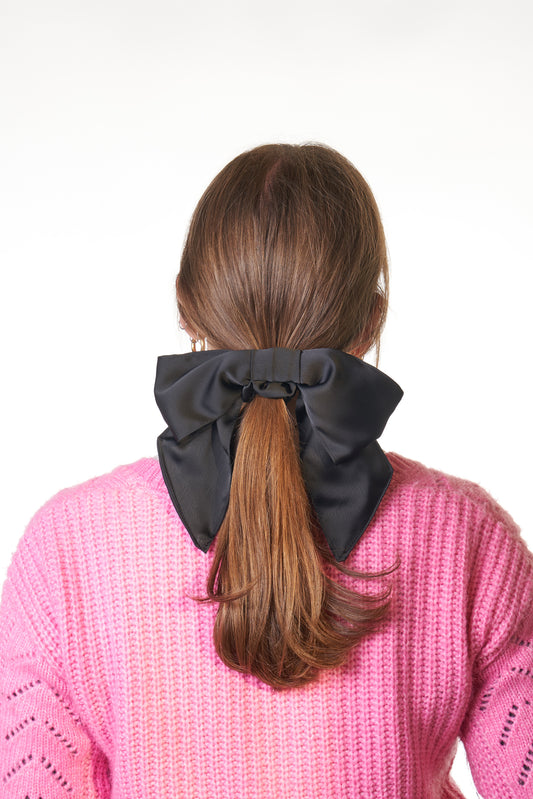 Maddy bow scrunchie in black satin